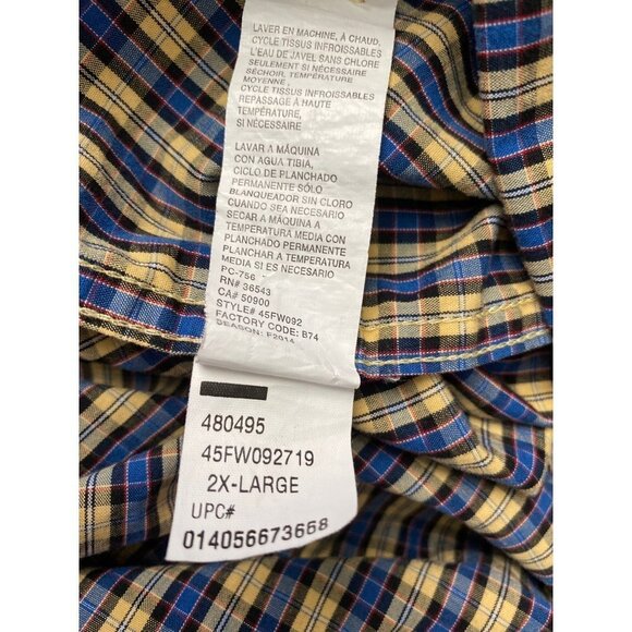 Izod Long Sleeve Button Down Cotton Shirt Yellow and Blue 2XL - Picture 8 of 9